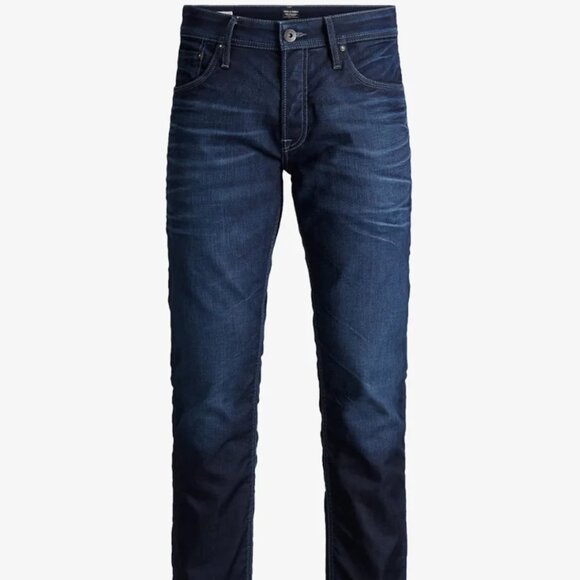 Jack & Jones Mens Original Mike Comfort Fit Slim Leg Denim Jeans Dark Blue 36-32 - Picture 5 of 11